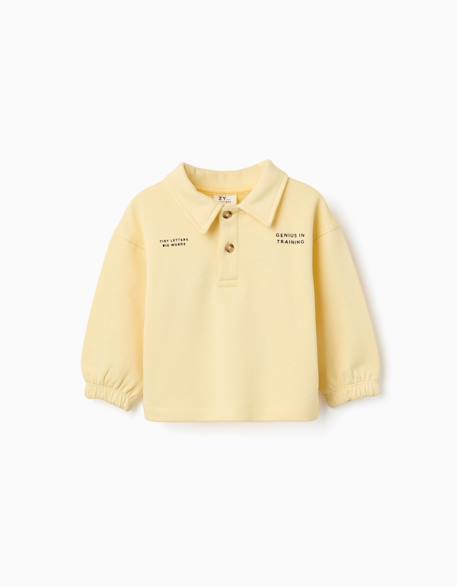 Bébé-Pull, gilet, sweat-Sweat en coton avec col polo et imprimé