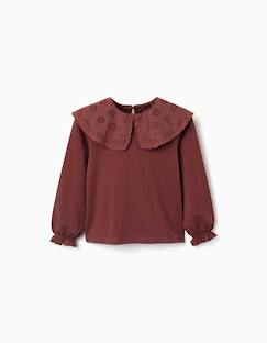 T-shirt en coton avec maxi col en broderie anglaise  - vertbaudet enfant