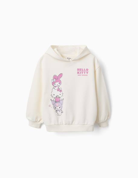 Sweat en coton peigné avec imprimé hello kitty Blanc 1 - vertbaudet enfant 