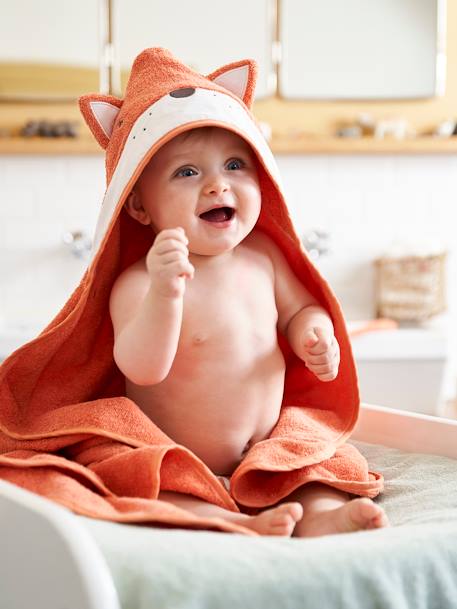 Bébé-Cape, peignoir de bain-Cape de bain et gant de toilette Renard