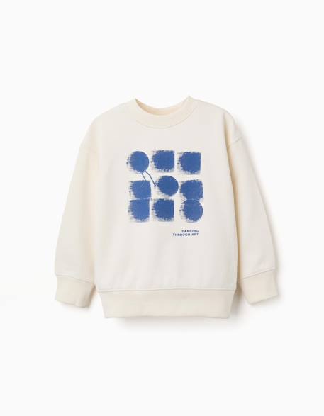 Sweat en coton avec imprimé abstrait Blanc 1 - vertbaudet enfant 