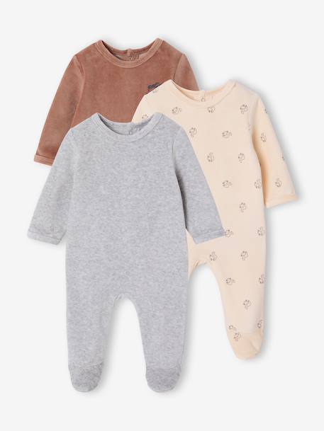Lot de 3 dors bien bébé ouverture dos beige chiné+gris chiné+vert sauge 9 - vertbaudet enfant 
