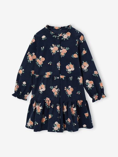 Robe fille manches longues bleu ardoise+camel 1 - vertbaudet enfant 