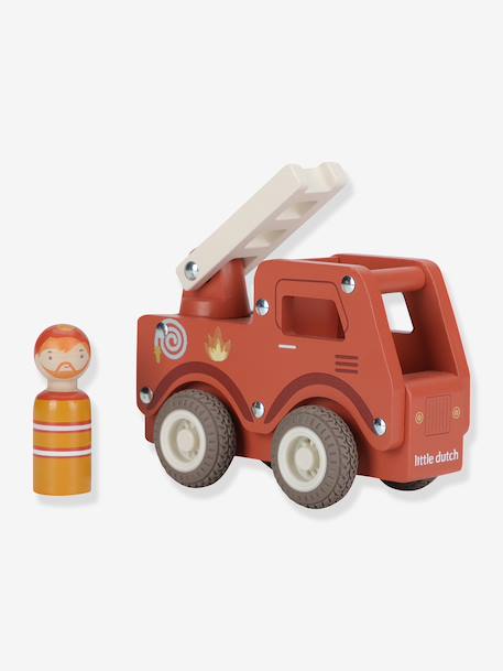 Camion pompier en bois rouge 1 - vertbaudet enfant 