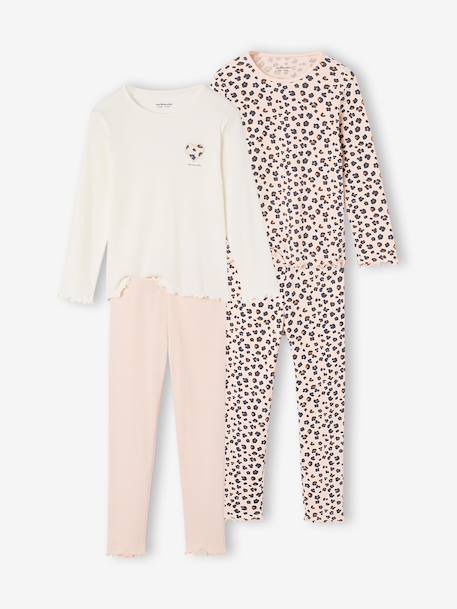 Lot de 2 pyjamas fille manches longues rose pâle 1 - vertbaudet enfant 