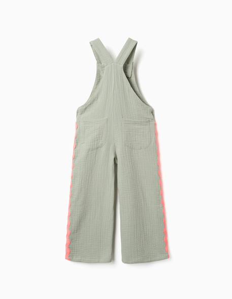 Salopette en coton avec bandes ric rac Vert clair 4 - vertbaudet enfant 