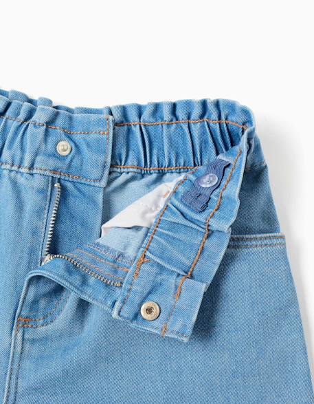Short en jean avec taille paperbag Bleu clair 3 - vertbaudet enfant 