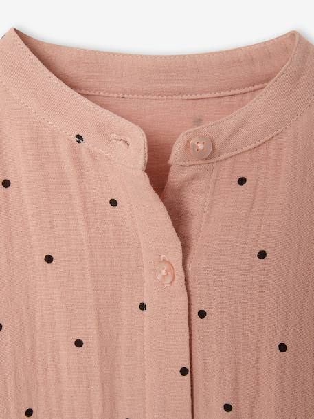 Robe fille en gaze de coton imprimée pois irisés noix de pécan+prune+vert sapin+vert sauge 3 - vertbaudet enfant 
