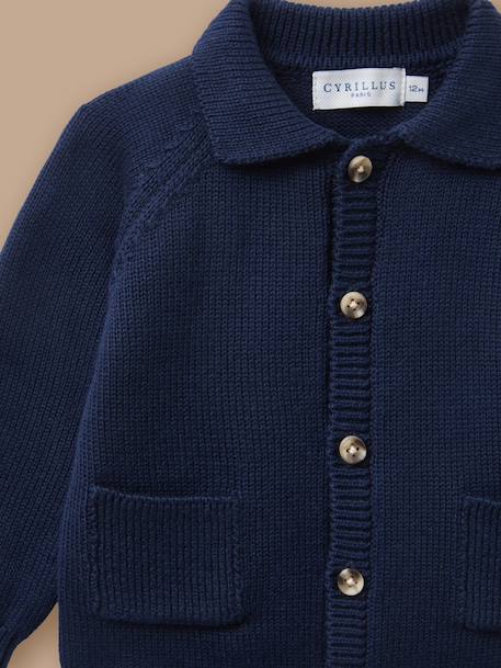 Cardigan col polo bébé Ecru chine+Marine 4 - vertbaudet enfant 