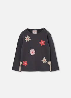 T-shirt maille fille imprimé fleurs  - vertbaudet enfant