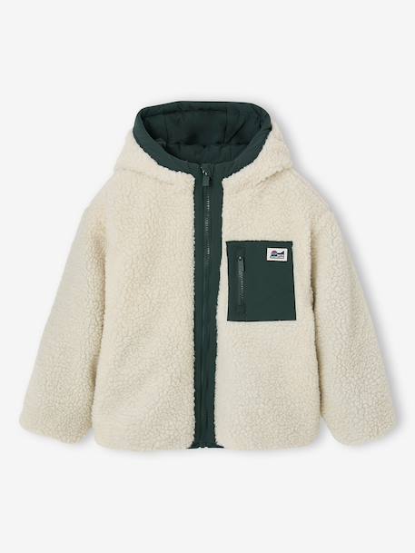 Blouson réversible à capuche garçon bleu grisé+vert sapin 9 - vertbaudet enfant 