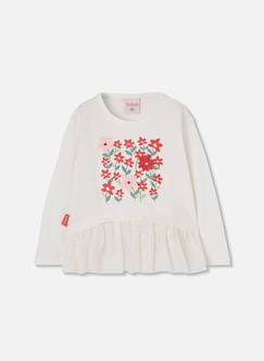 T-shirt en maille fille imprimé fleurs tulle  - vertbaudet enfant