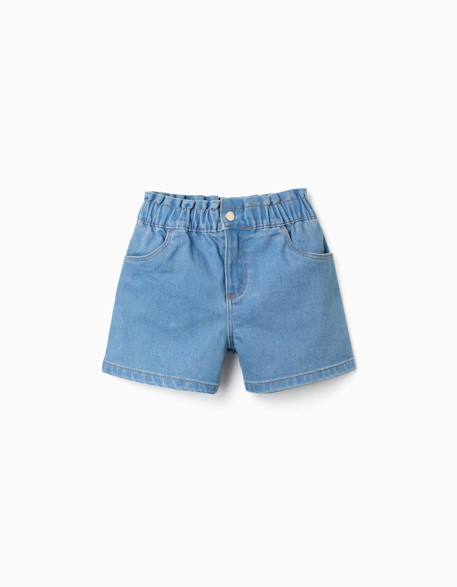 Fille-Short-Short en jean avec taille paperbag