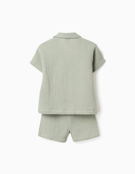 Ensemble chemise et short en coton Vert clair 2 - vertbaudet enfant 