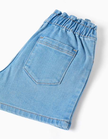 Short en jean avec taille paperbag Bleu clair 4 - vertbaudet enfant 