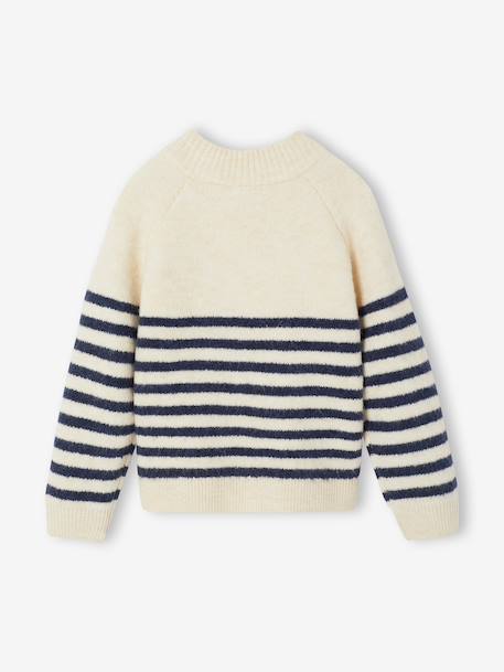 Pull fille écru+marine 2 - vertbaudet enfant 