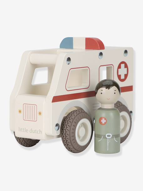 Ambulance en bois blanc 1 - vertbaudet enfant 