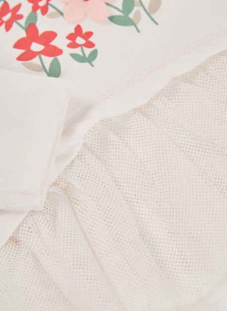 T-shirt fille en maille imprimé fleurs tulle Blanc 4 - vertbaudet enfant 