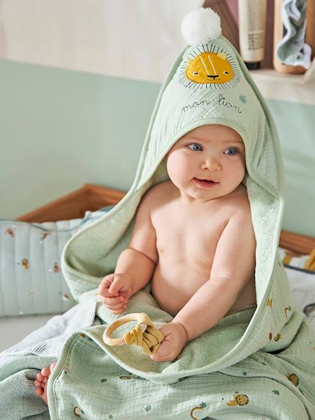 Cape de bain gaze de coton TANZANIE vert 1 - vertbaudet enfant 