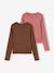 Lot de 2 T-shirts cropped manches longues fille chocolat+noir 1 - vertbaudet enfant 