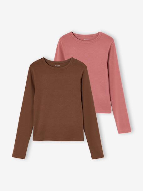 Fille-Lot de 2 T-shirts cropped manches longues fille