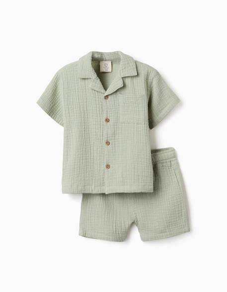 Bébé-Ensemble chemise et short en coton