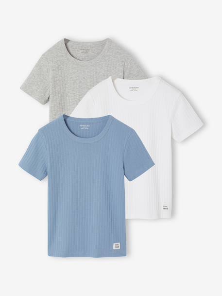 Lot de 3 T-shirts manches courtes bleu ciel 1 - vertbaudet enfant 