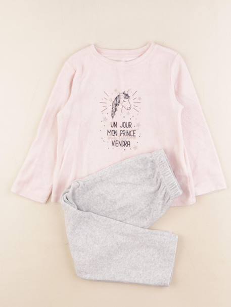 Pyjama velours - 4 ans Gris, rose 1 - vertbaudet enfant 