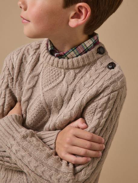 Pull torsadé garçon Beige+Marine+Vert 3 - vertbaudet enfant 