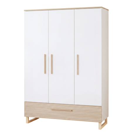 Armoire enfant 'Noah' 3 portes – Fraisages de haute qualité Blanc - chêne tristan 1 - vertbaudet enfant 