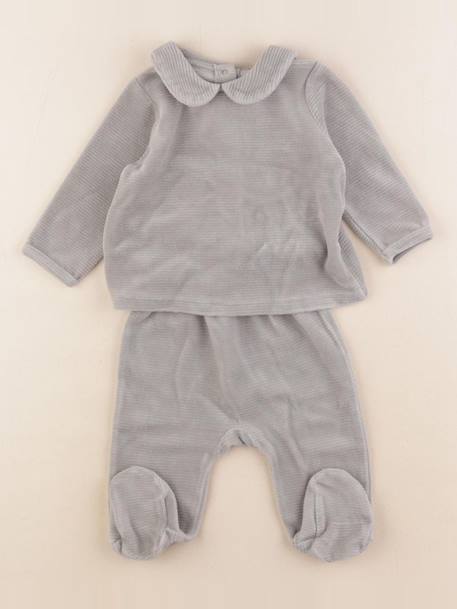 Pyjama velours - 9 mois Vert 1 - vertbaudet enfant 