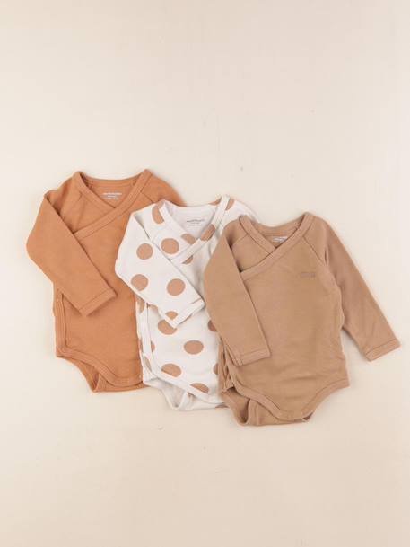 Lot de 3 bodies en coton - 9 mois Blanc, marron 1 - vertbaudet enfant 