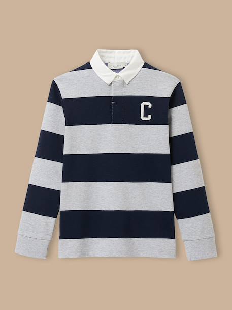 Polo rugby rayé garçon Bordeaux+Gris chine+Vert pin 5 - vertbaudet enfant 