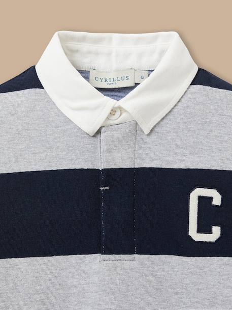 Polo rugby rayé garçon Bordeaux+Gris chine+Vert pin 6 - vertbaudet enfant 