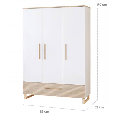 Ensemble chambre bébé 'noah' trio avec lit cabane 70 x 140 Blanc - chêne tristan 5 - vertbaudet enfant 