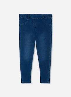 Pantalon denim fille molleton  - vertbaudet enfant