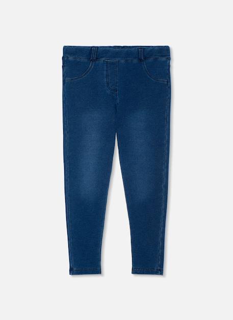 Pantalon fille denim molleton Bleu 1 - vertbaudet enfant 