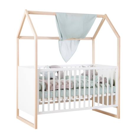 Lit cabane ‘Noah’ 70 x 140 cm – évolutif Blanc - Chêne Tristan 1 - vertbaudet enfant 