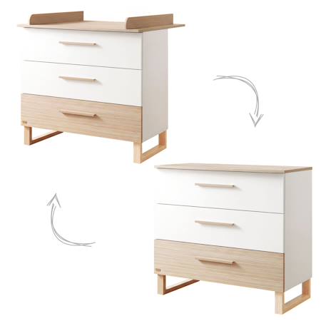 Ensemble chambre bébé 'Noah' duo - Lit cabane 70 x 140 cm + Commode à langer Blanc - chêne tristan 6 - vertbaudet enfant 