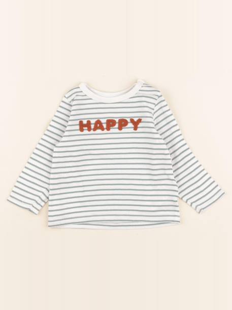 Tee-shirt - 12 mois Blanc, vert 1 - vertbaudet enfant 