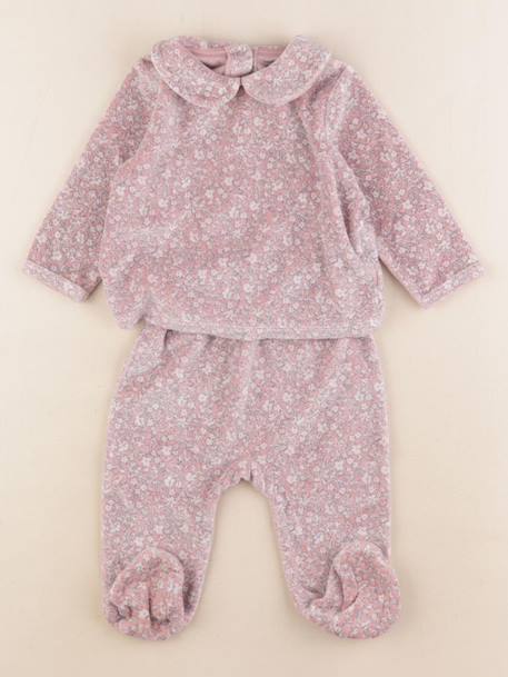 Pyjama velours - 6 mois Rose 1 - vertbaudet enfant 