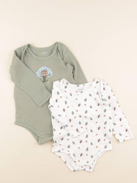 Lot de 2 bodies en coton - 24 mois Vert 1 - vertbaudet enfant 