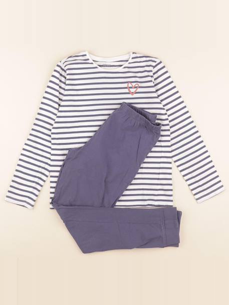 Pyjama coton - 12 ans Blanc, bleu 1 - vertbaudet enfant 