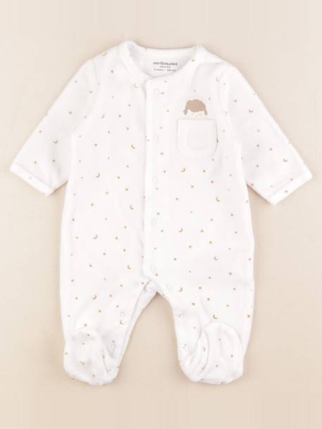 Pyjama velours - 3 mois Blanc, or 1 - vertbaudet enfant 