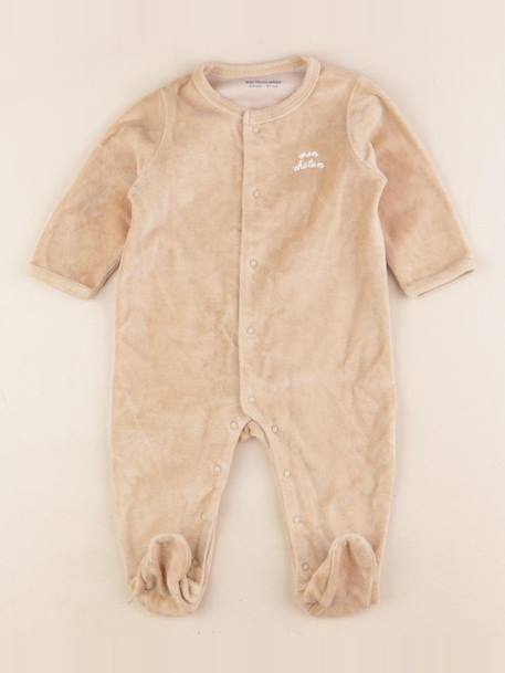Pyjama velours - 6 mois Beige 1 - vertbaudet enfant 