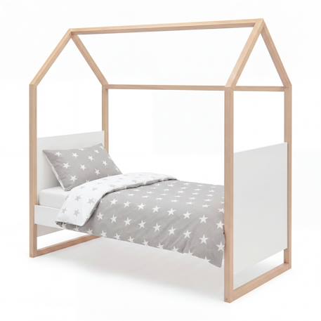 Lit cabane ‘Noah’ 70 x 140 cm – évolutif Blanc - Chêne Tristan 6 - vertbaudet enfant 