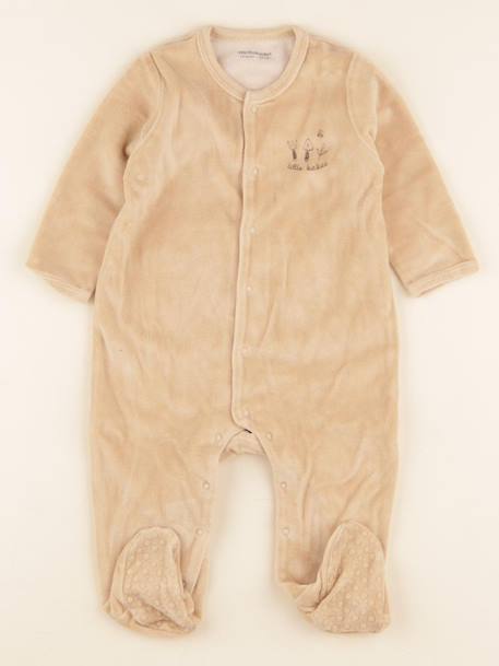 Pyjama velours - 12 mois Beige 1 - vertbaudet enfant 