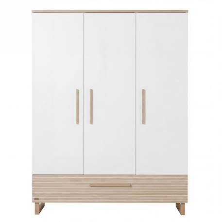 Armoire enfant 'Noah' 3 portes – Fraisages de haute qualité Blanc - chêne tristan 5 - vertbaudet enfant 