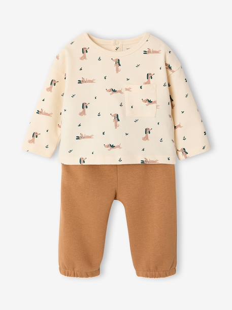 Ensemble T-shirt et pantalon bébé garçon caramel+vert 1 - vertbaudet enfant 