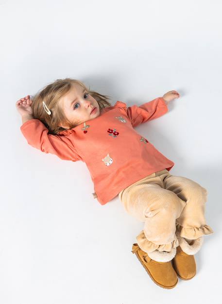 Ensemble maille bébé fille brodé renards Pink 1 - vertbaudet enfant 